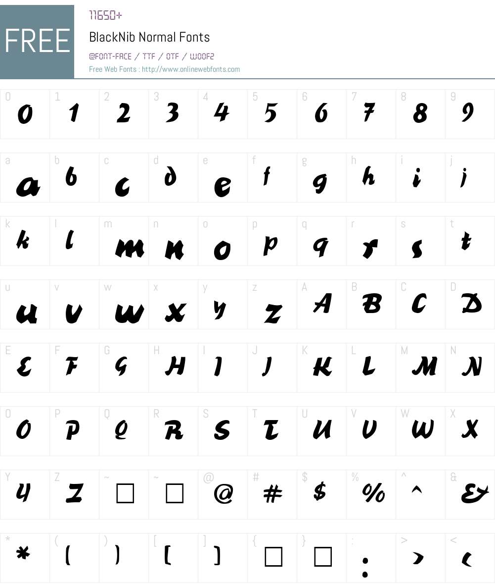 BlackNib Font Screenshots
