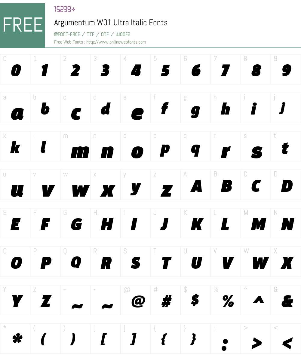 ArgumentumW01-UltraItalic Font Screenshots