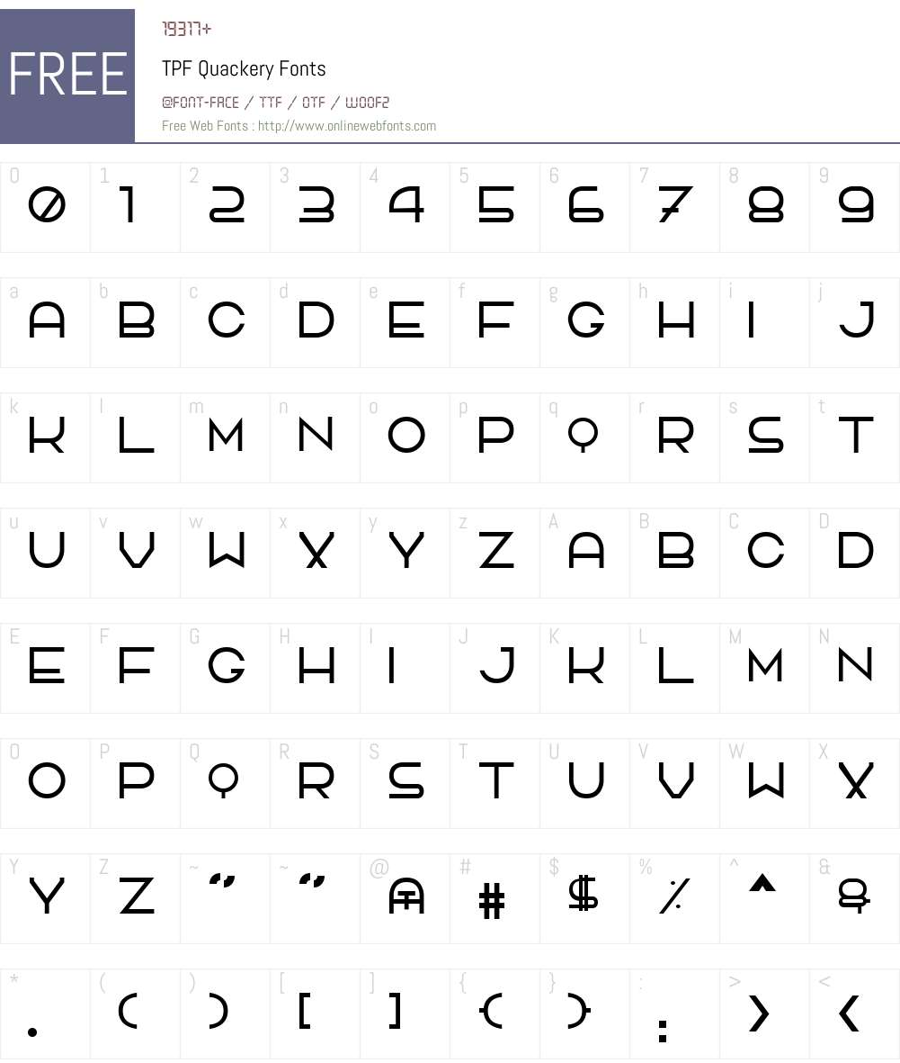 TPF Quackery Font Screenshots