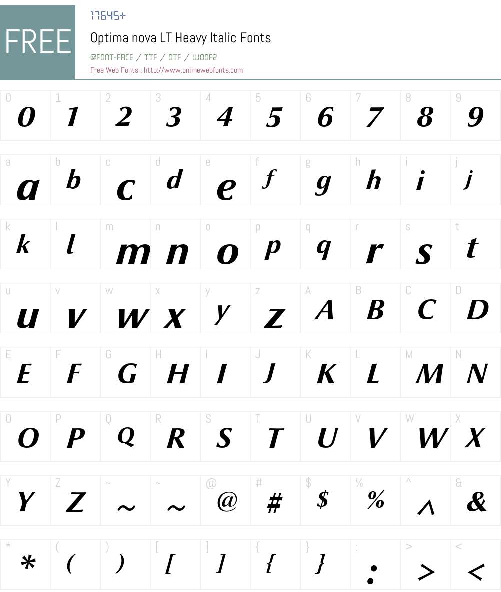Optima nova LT Font Screenshots