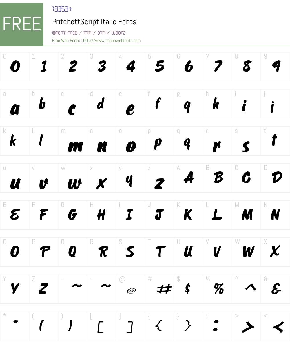 PritchettScript Font Screenshots