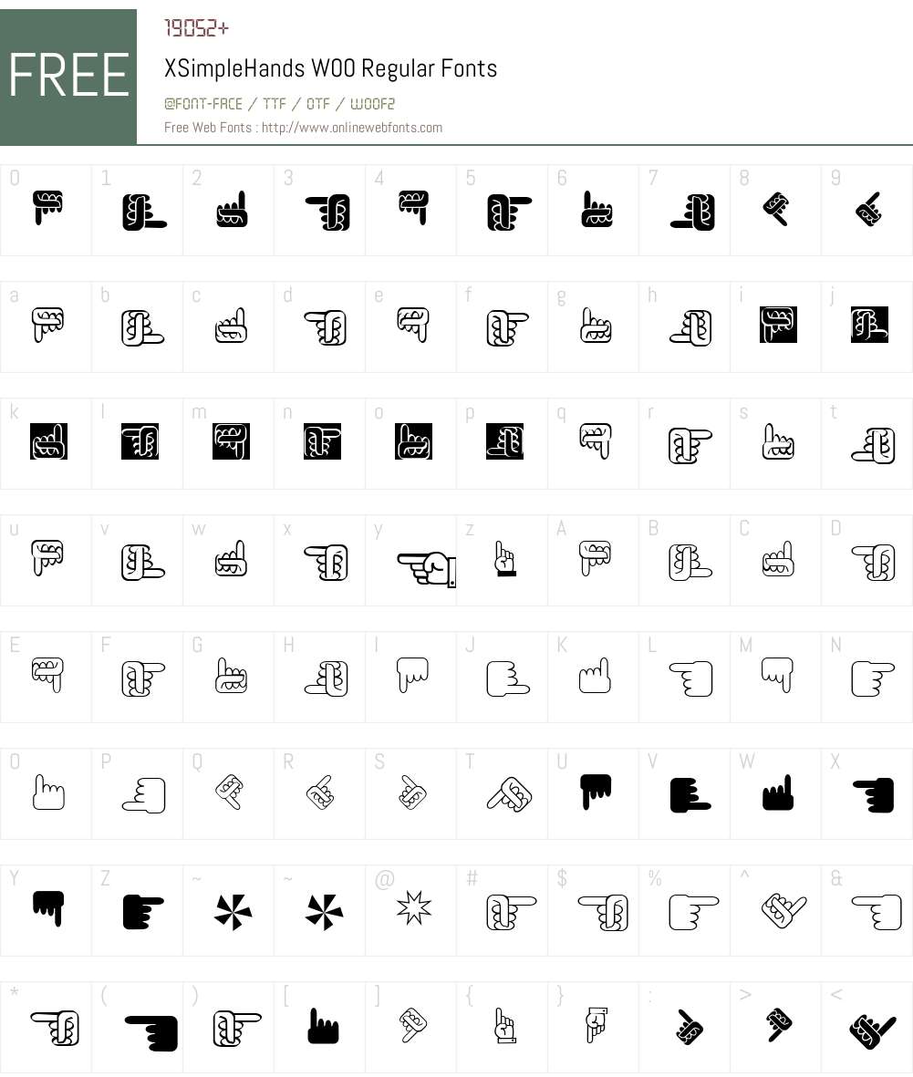 XSimpleHandsW00-Regular Font Screenshots