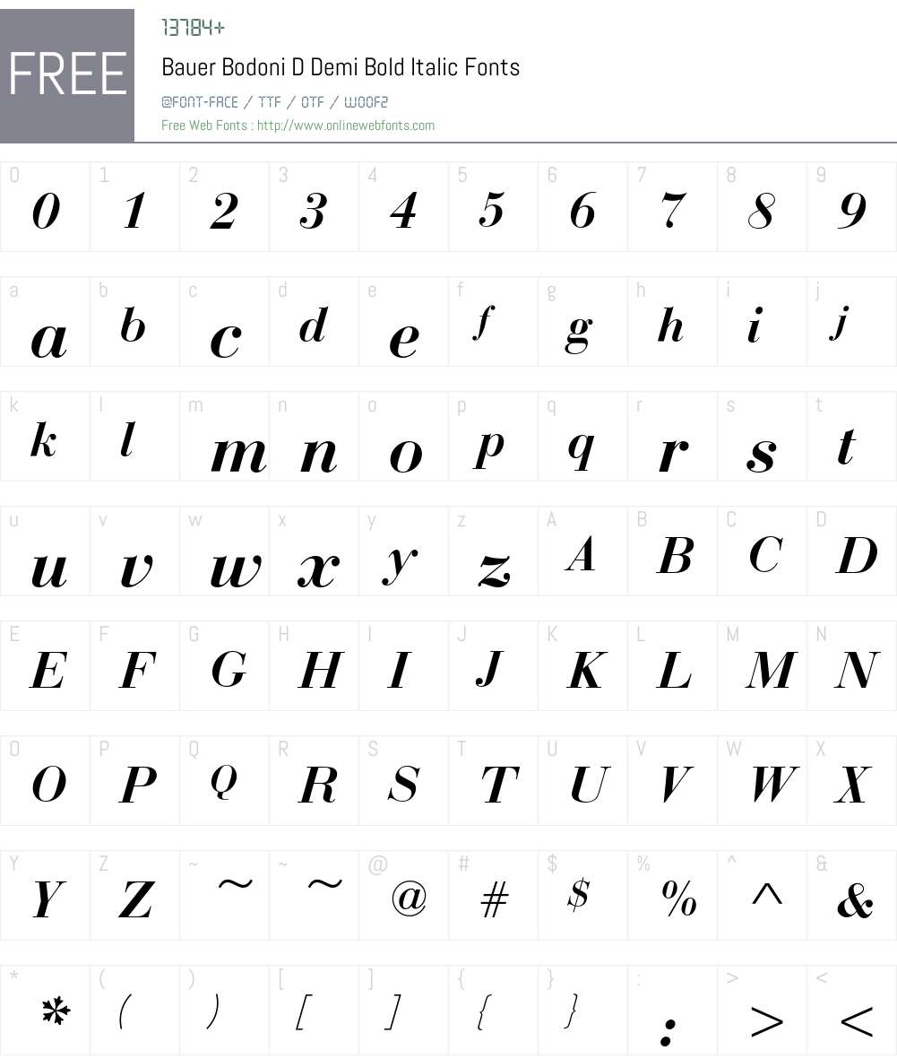 Bauer Bodoni D Font Screenshots