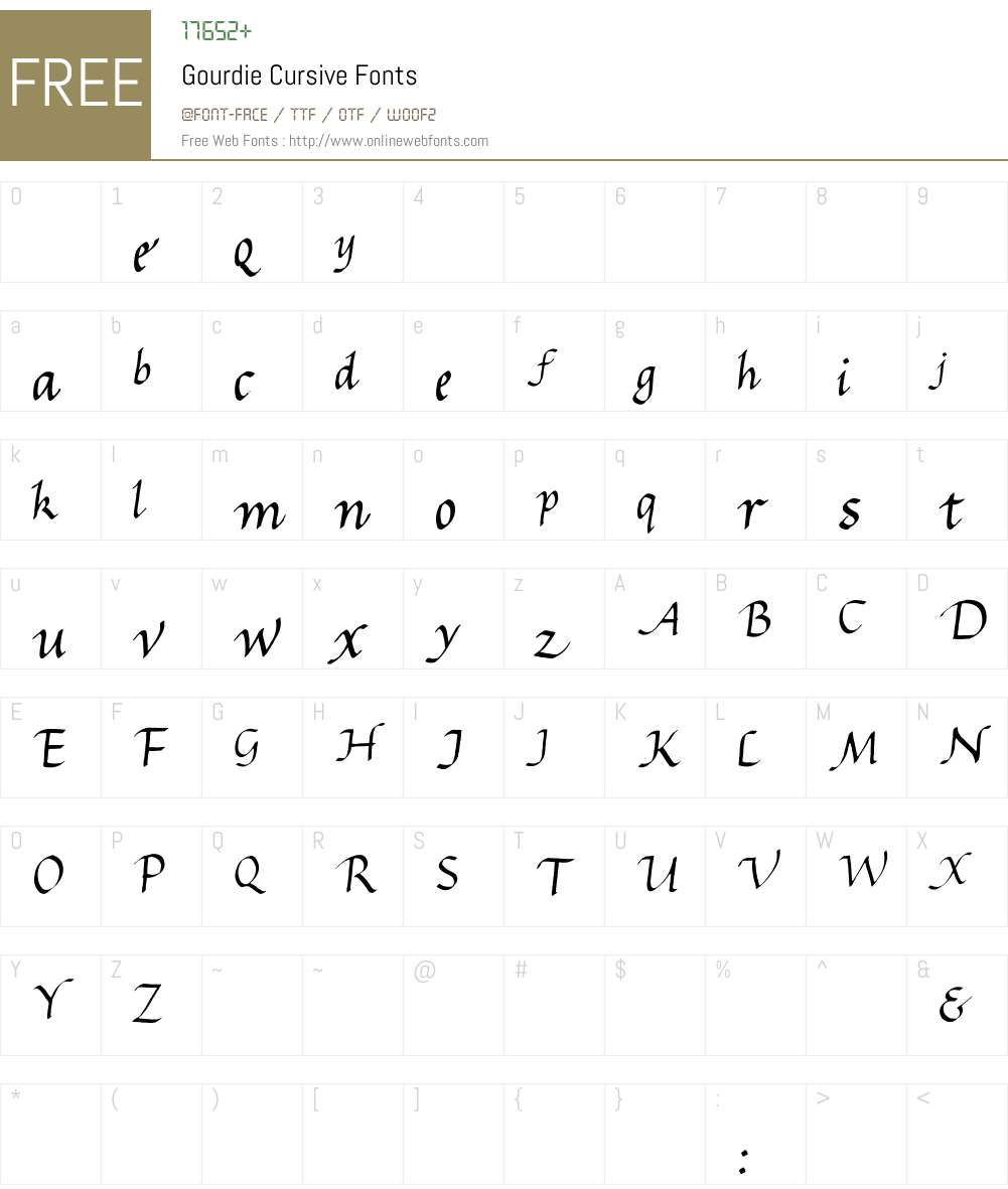 Gourdie Cursive Font Screenshots