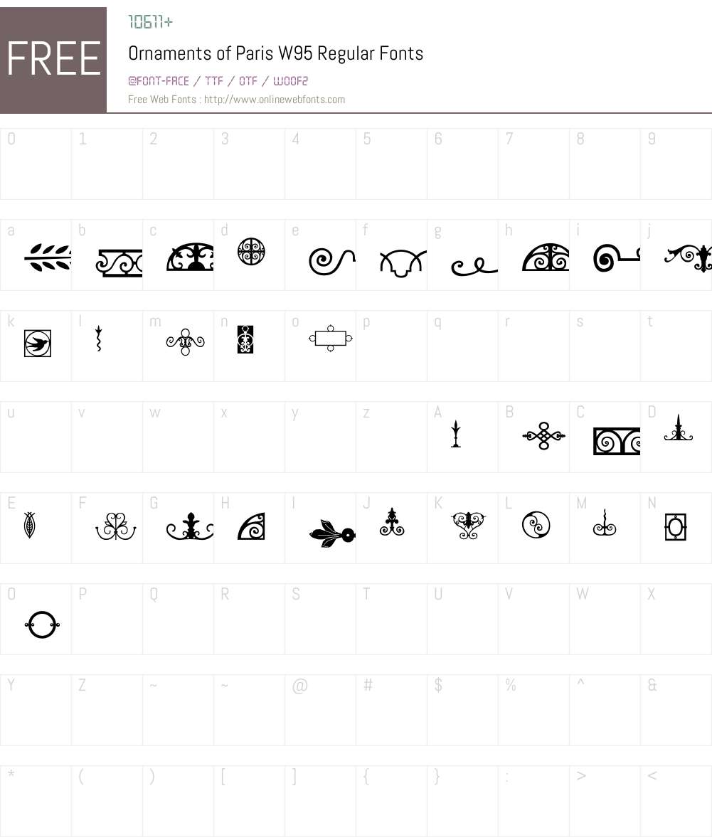 OrnamentsofParisW95-Regular Font Screenshots