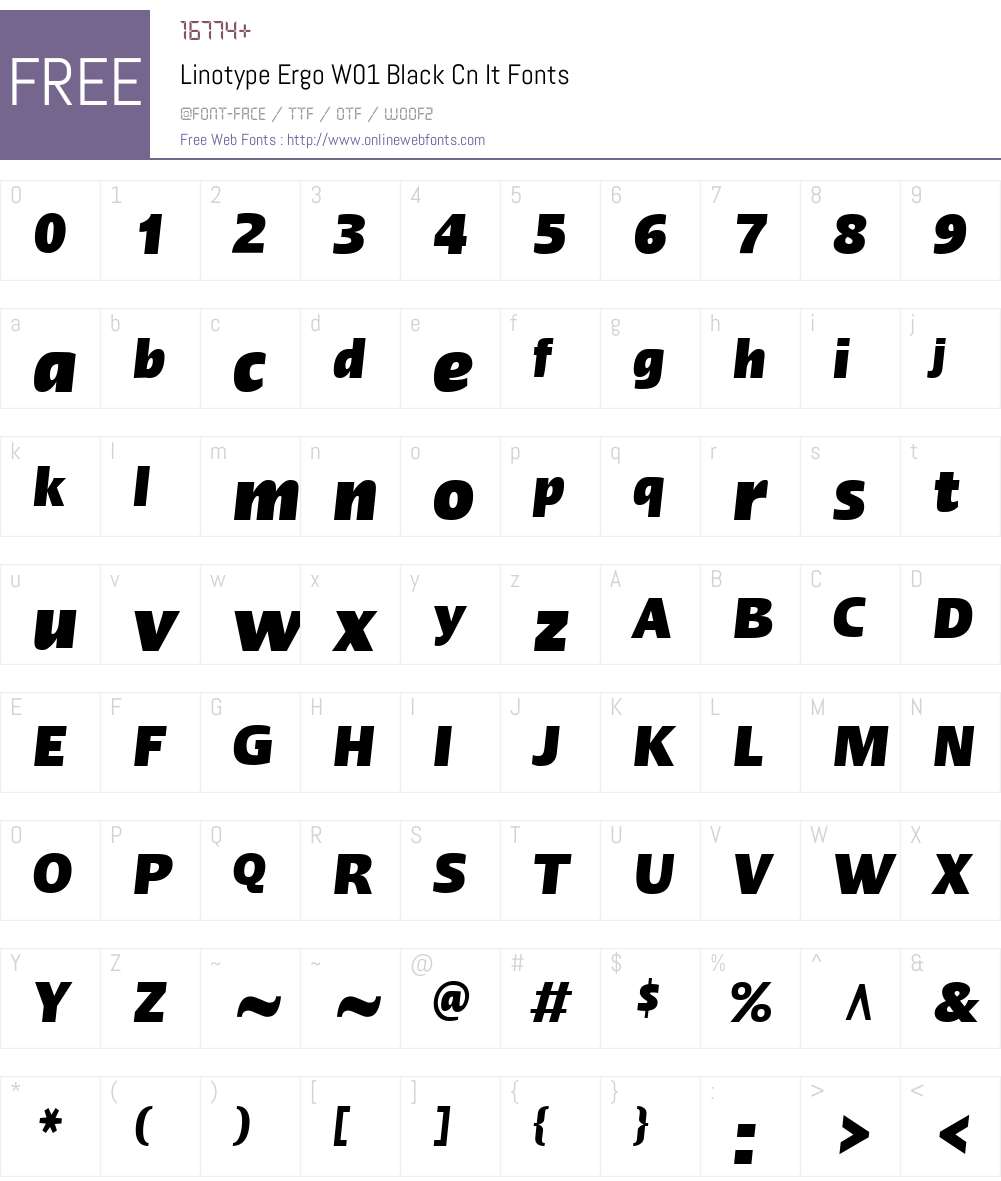LinotypeErgoW01-BlackCnIt Font Screenshots