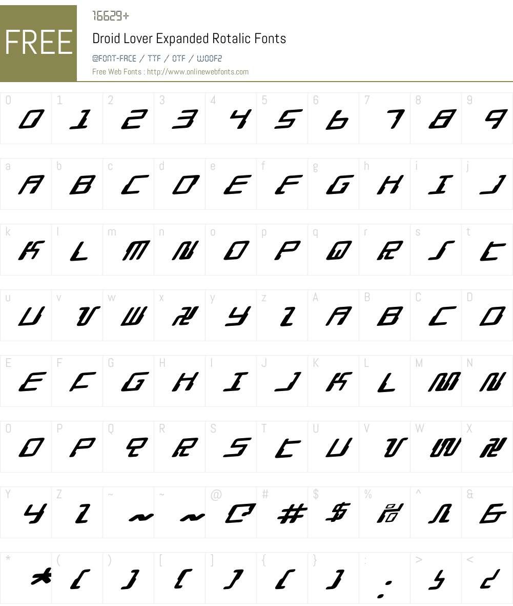 Droid Lover Rotalic Font Screenshots