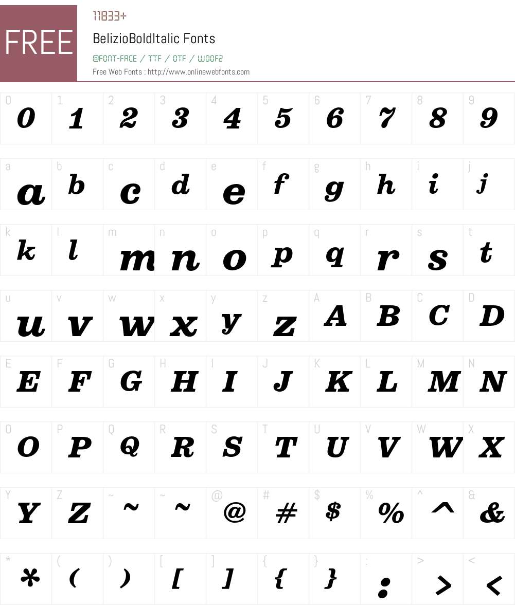 BelizioBoldItalic Font Screenshots