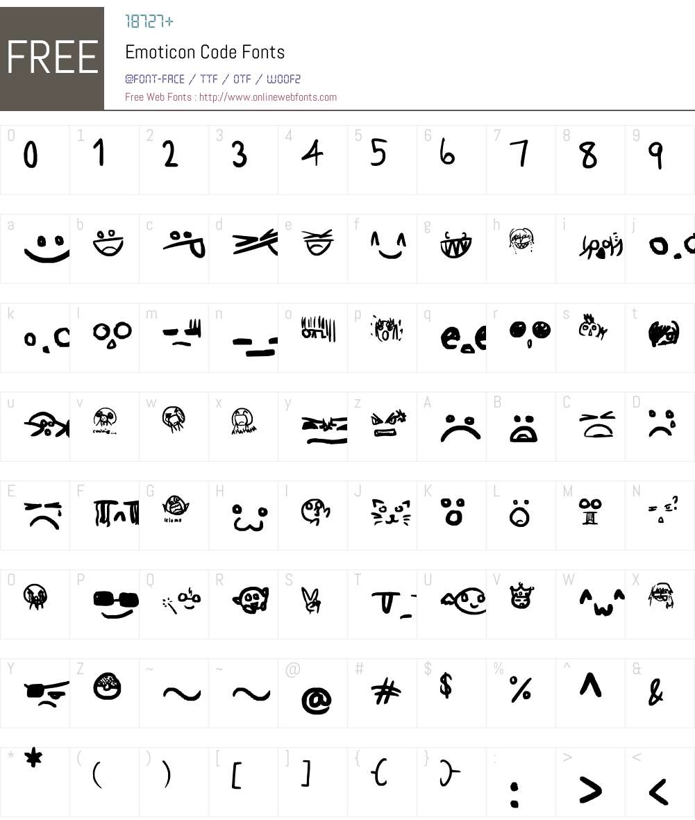 Emoticon Code Font Screenshots
