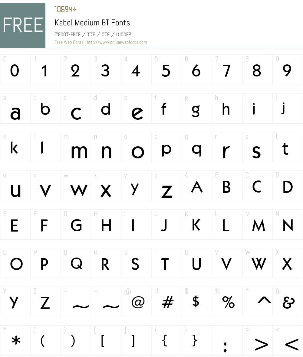 Kabel Md BT Font Screenshots