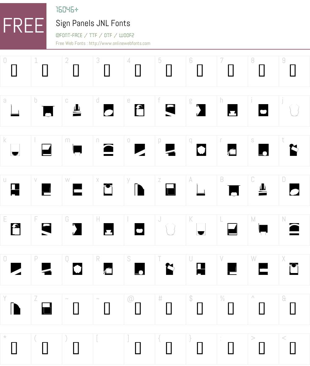 SignPanelsJNL Font Screenshots