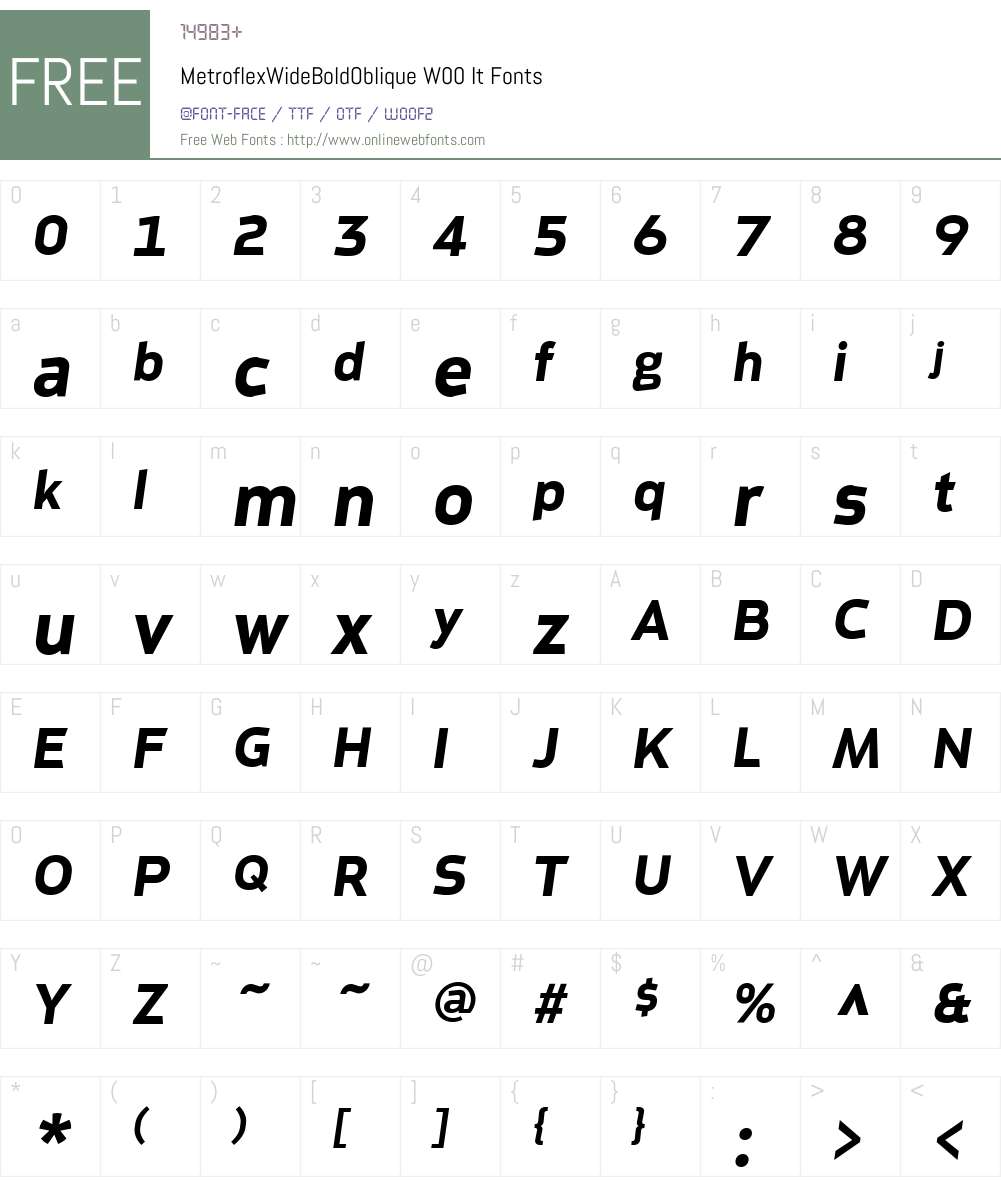 MetroflexWideBoldObliqueW-It Font Screenshots