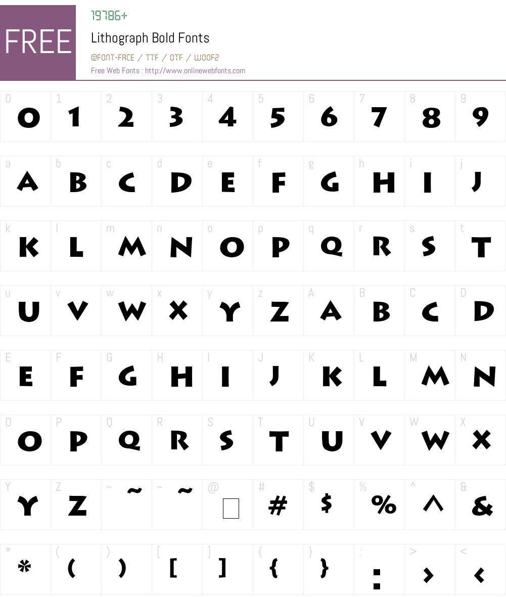 Lithograph Font Screenshots