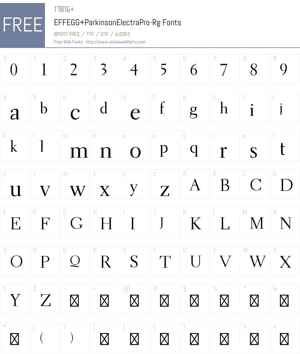 EFFEGG+ParkinsonElectraPro-Rg Font Screenshots