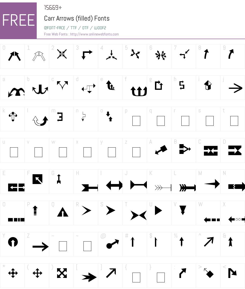 Carr Arrows (filled) Font Screenshots