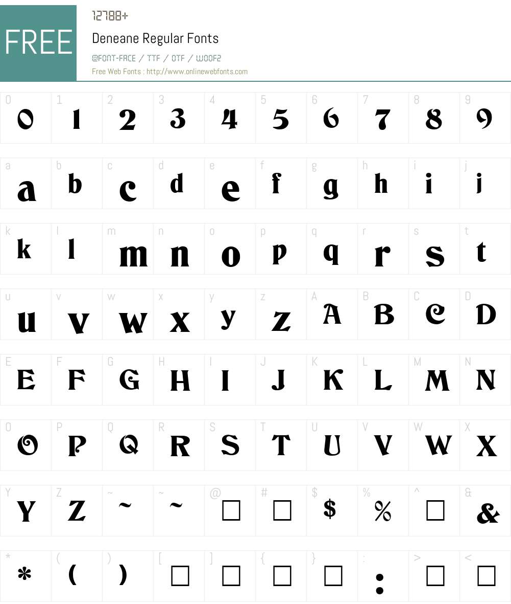 Deneane Font Screenshots