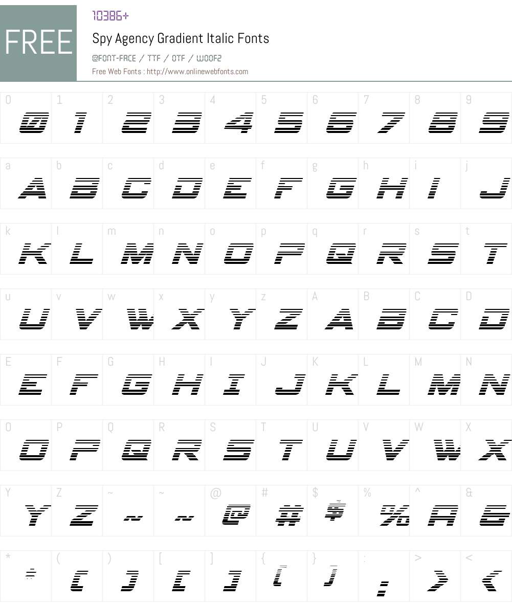 Spy Agency Gradient Italic Font Screenshots