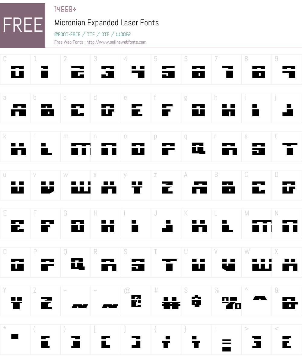 Micronian Expanded Laser Font Screenshots