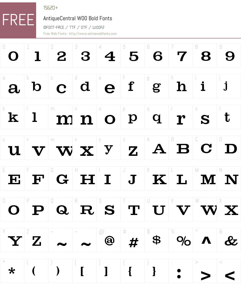 AntiqueCentralW00-Bold Font Screenshots