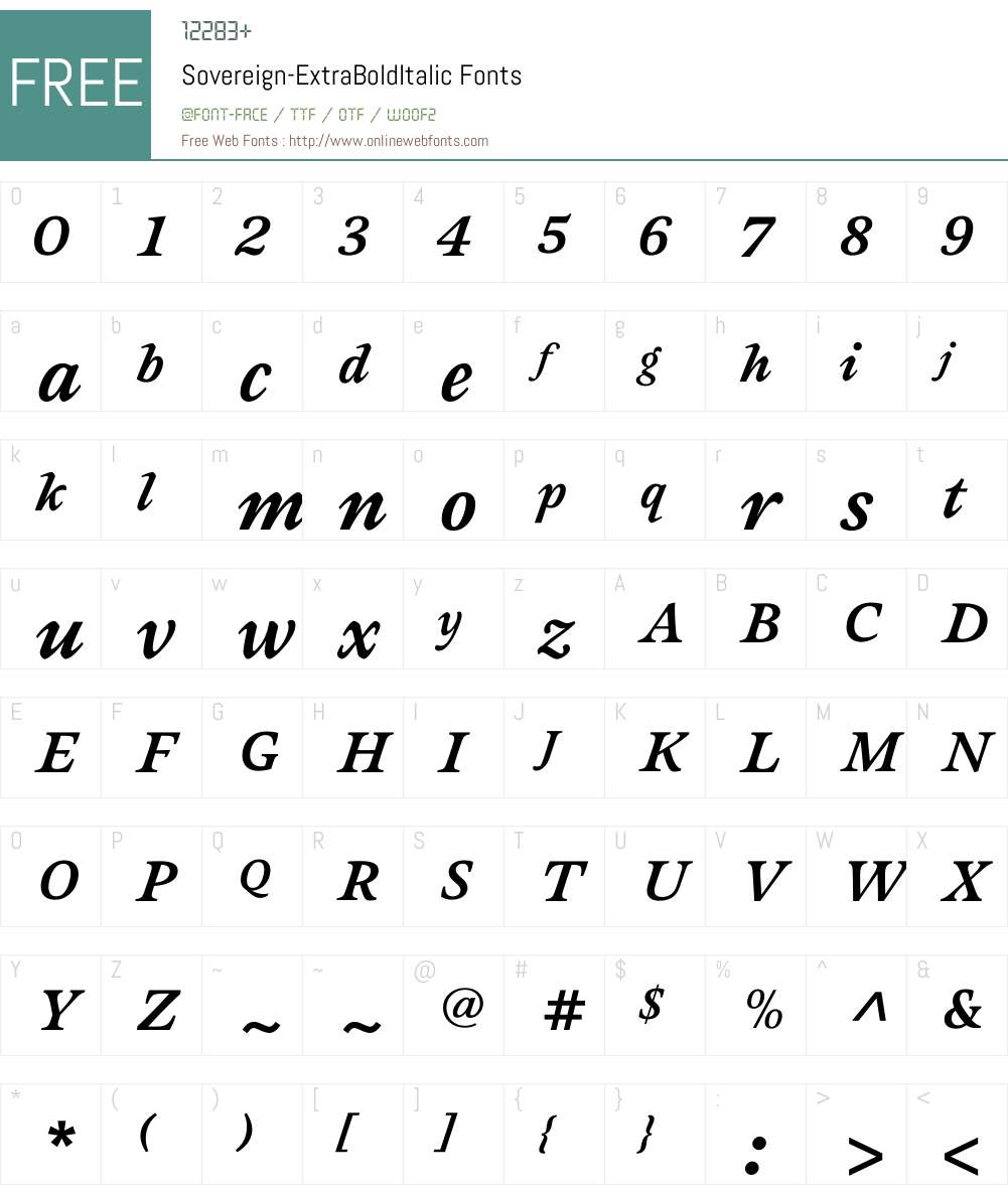 Sovereign-ExtraBoldItalic Font Screenshots