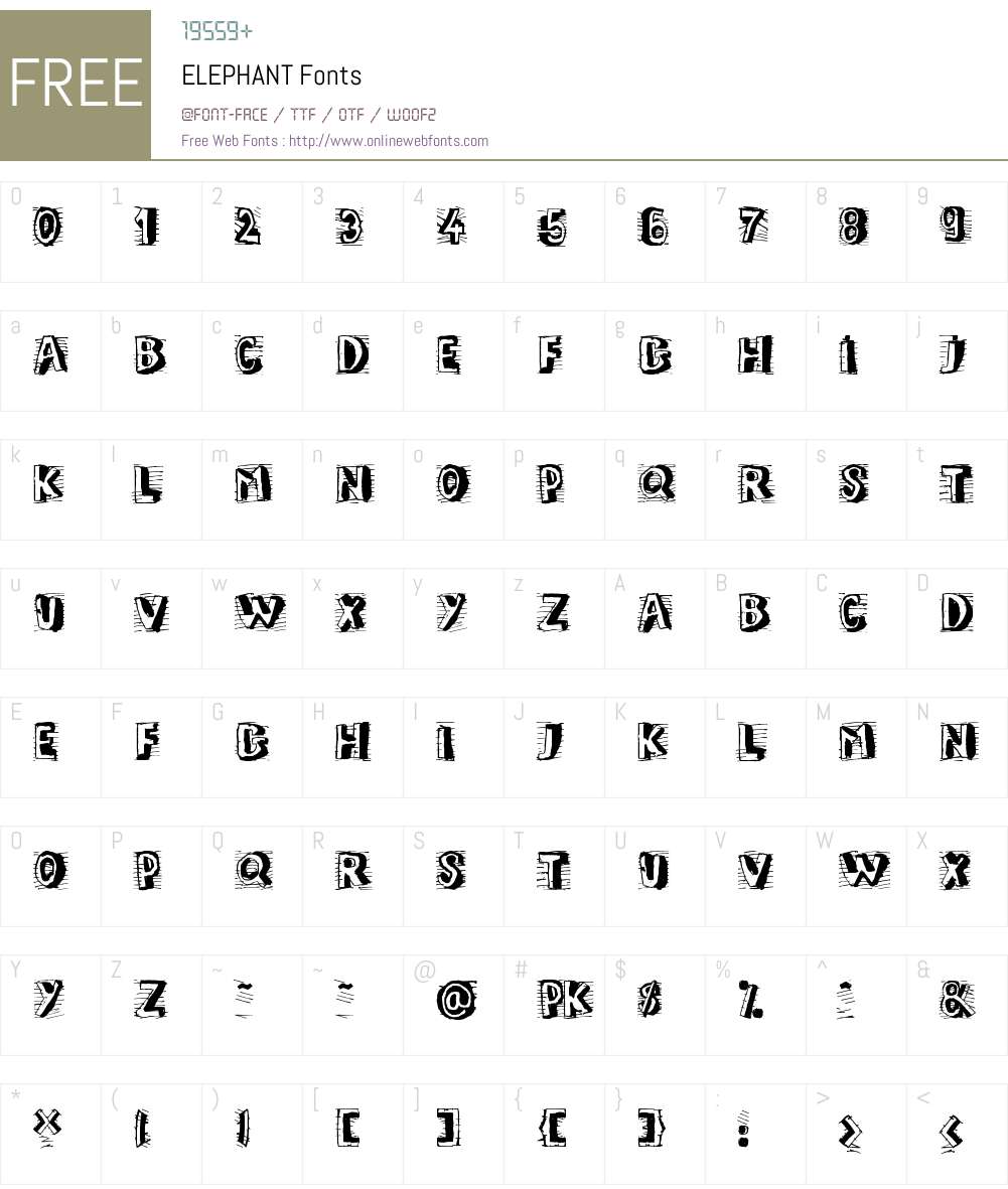 ELEPHANT Font Screenshots