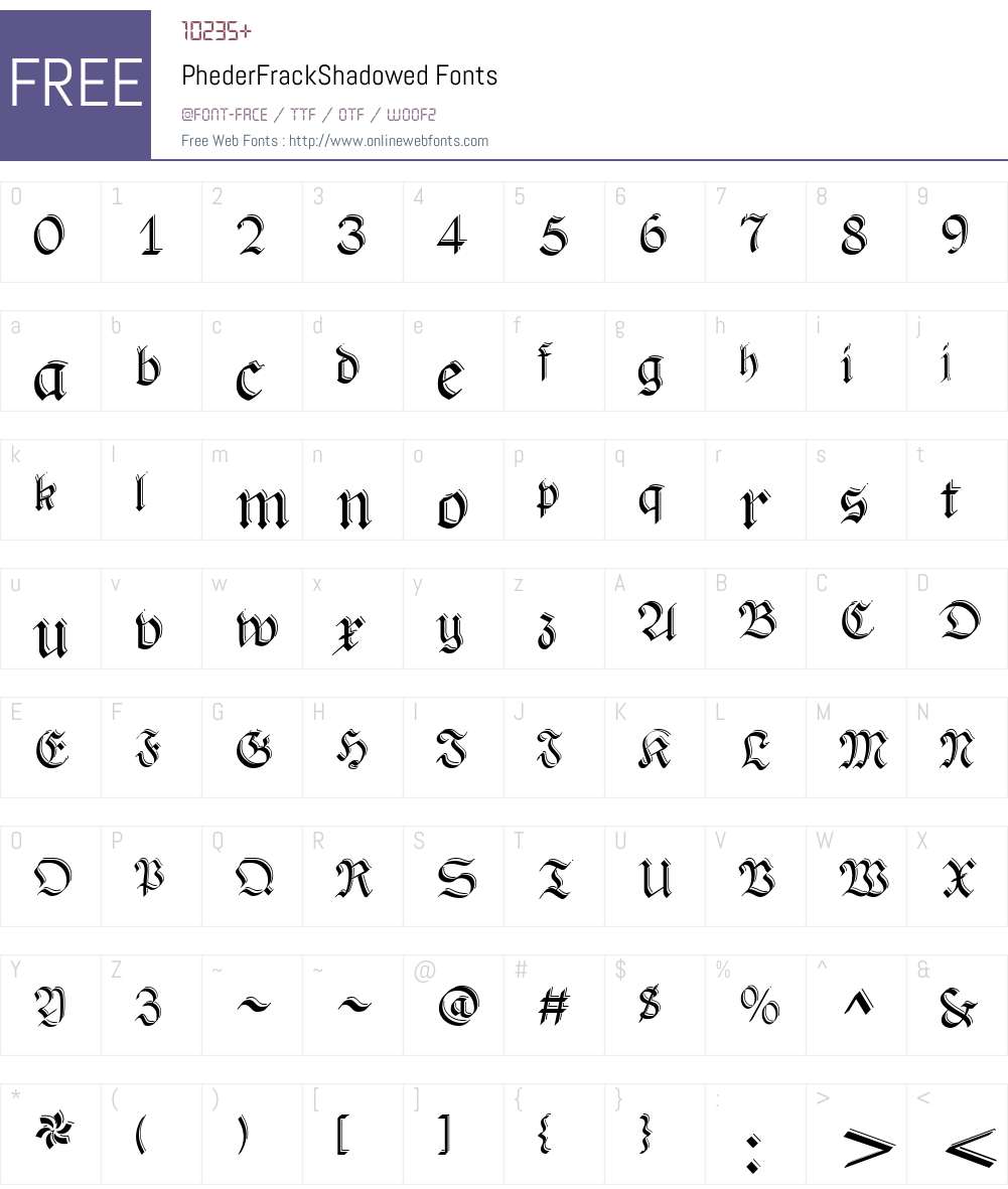 PhederFrackShadowed Font Screenshots