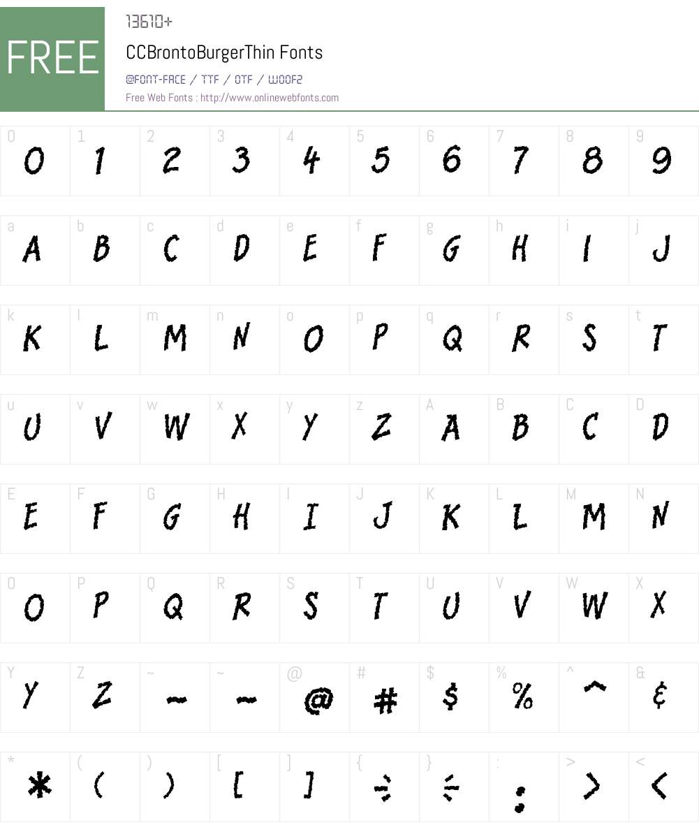 CCBrontoBurgerThin Font Screenshots