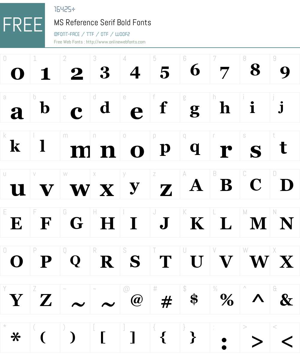 MS Reference Serif Font Screenshots