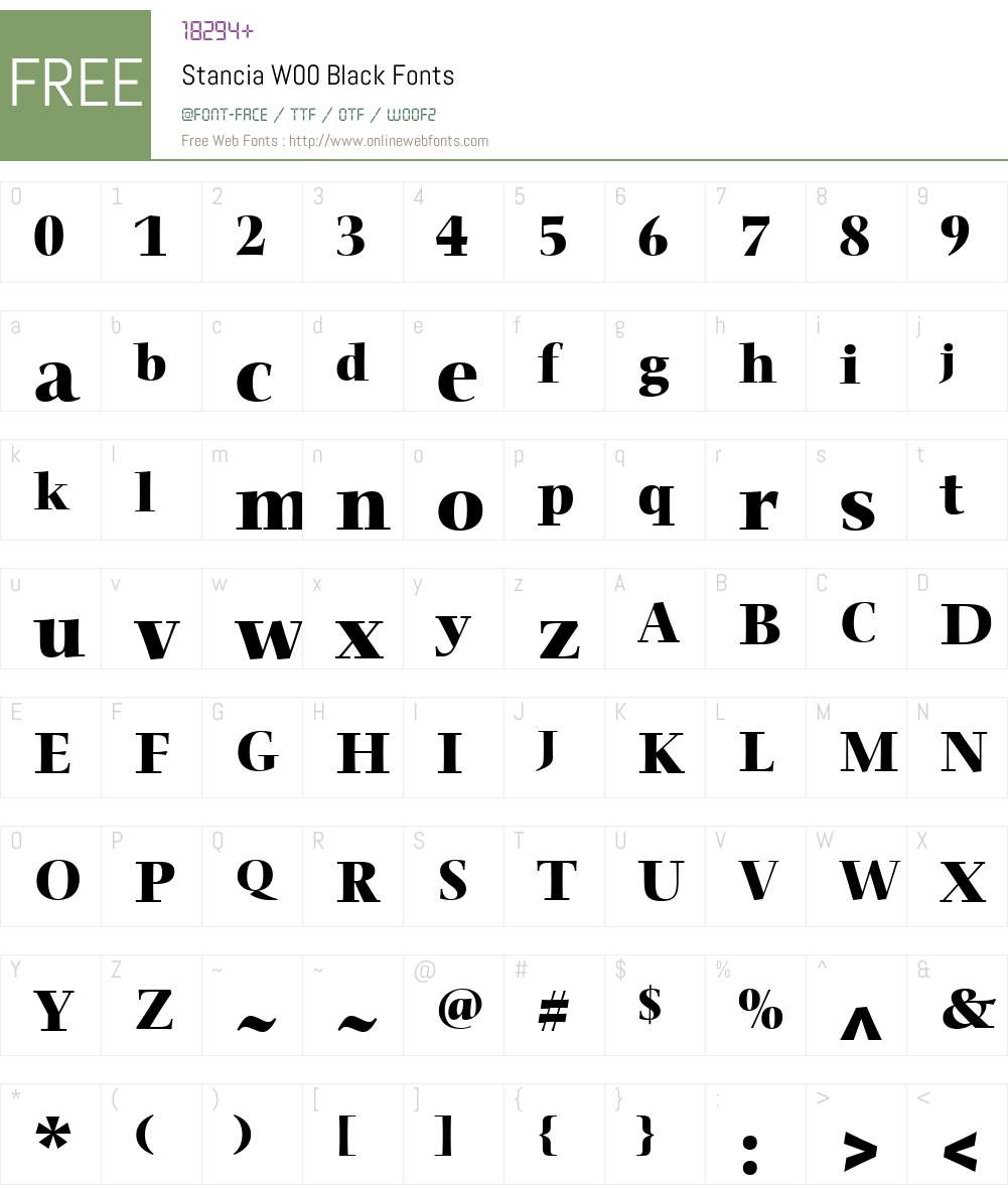 StanciaW00-Black Font Screenshots