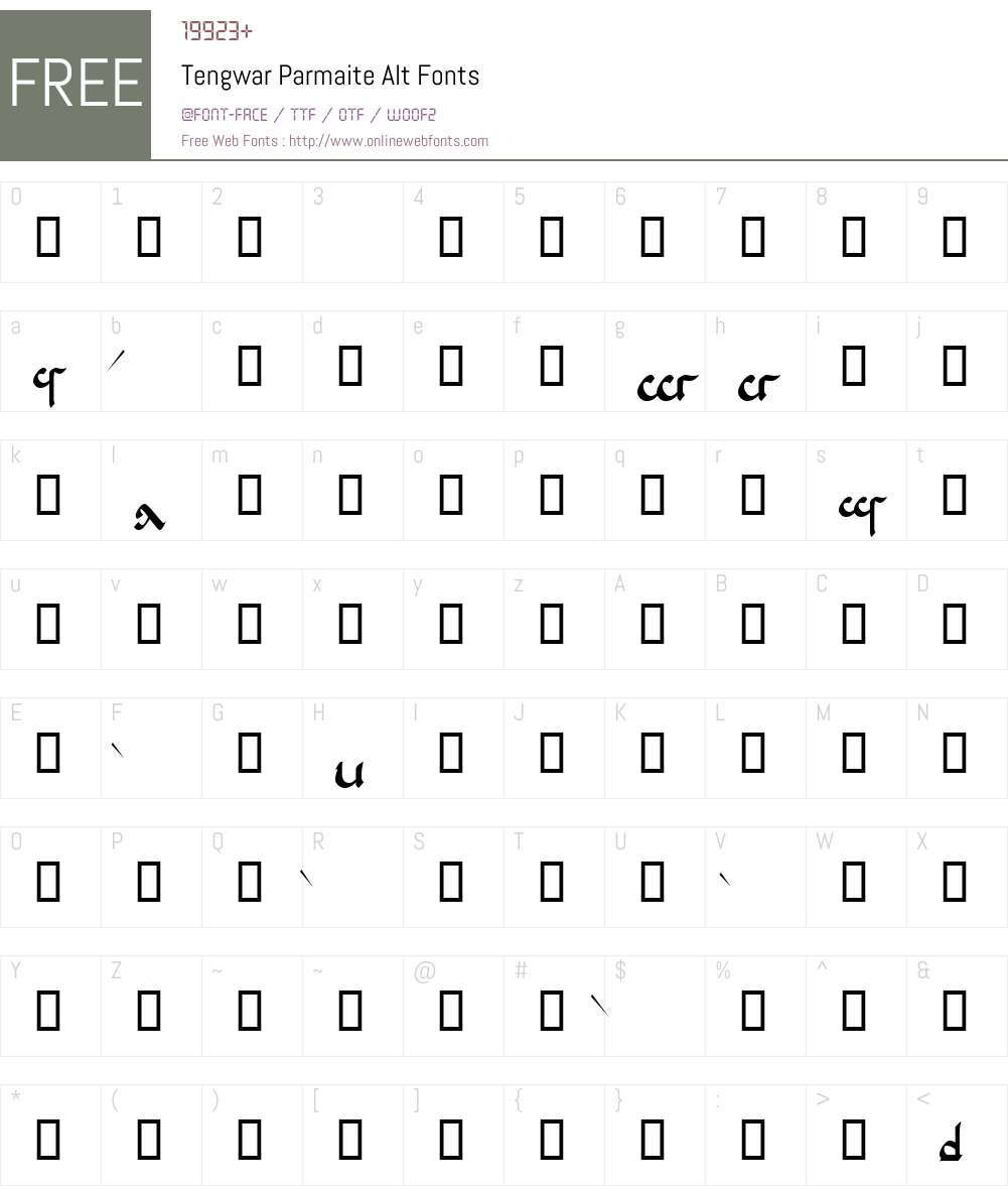 Tengwar Parmaite Alt Font Screenshots