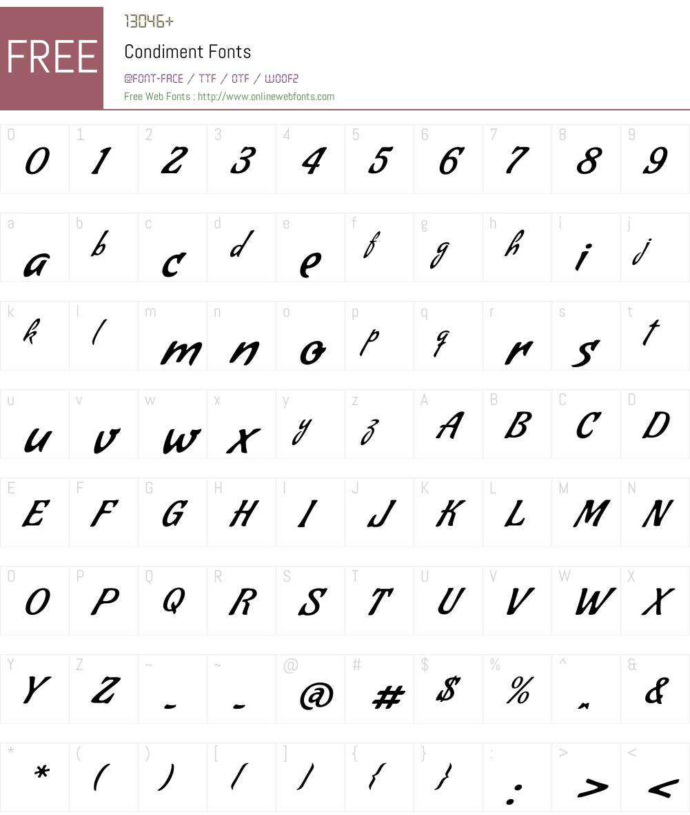 Condiment Font Screenshots