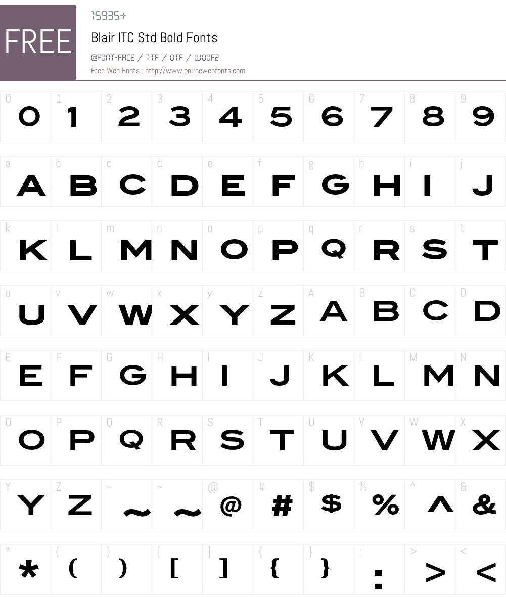 Blair ITC Std Font Screenshots