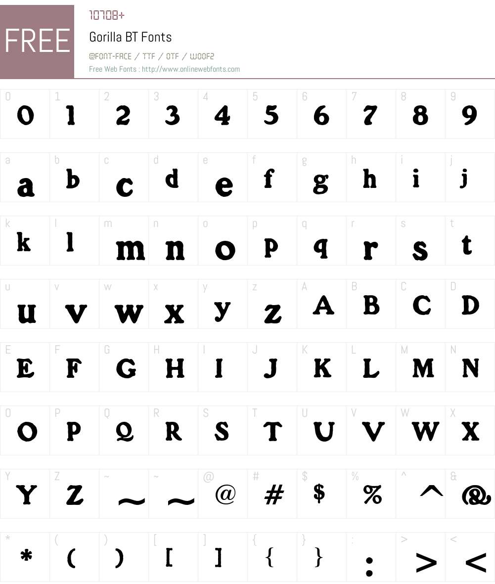Gorilla BT Font Screenshots