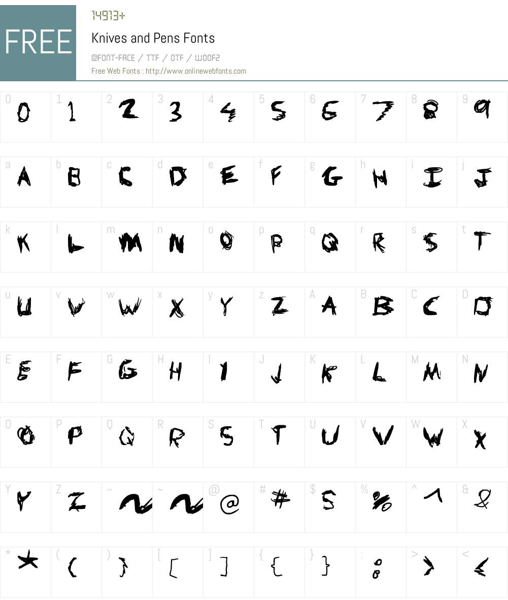 Knives and Pens Font Screenshots