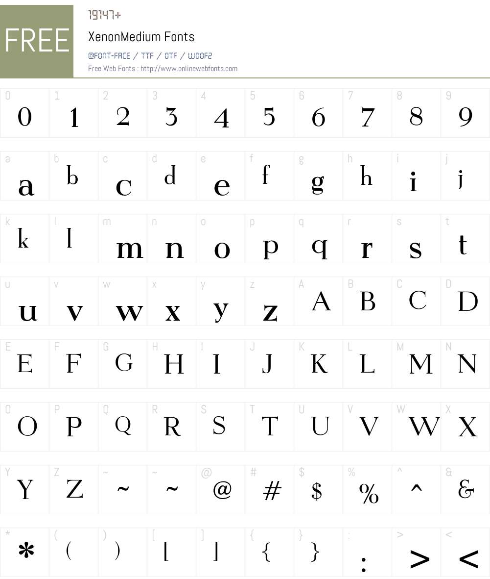 XenonMedium Font Screenshots