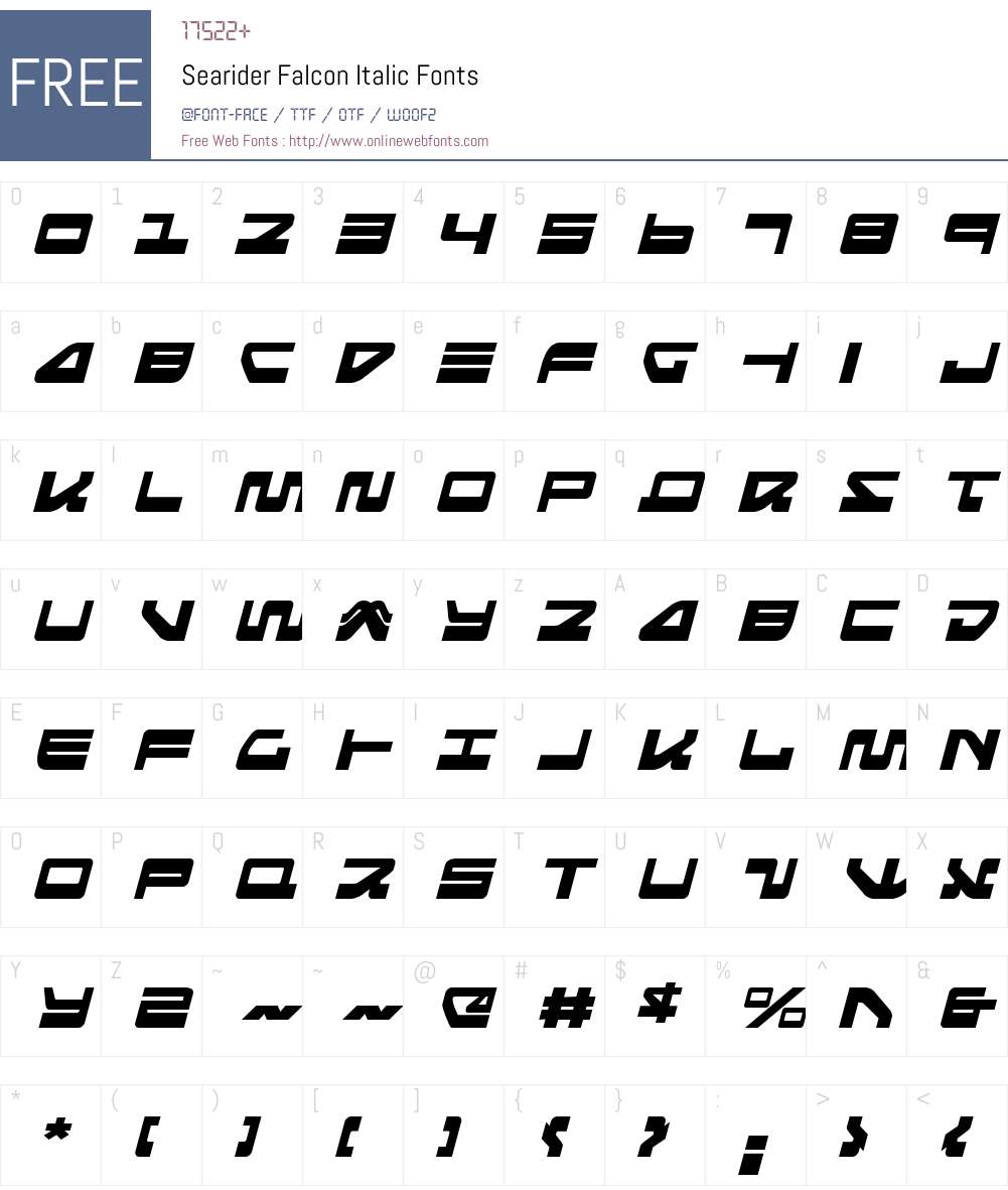 Searider Falcon Italic Font Screenshots