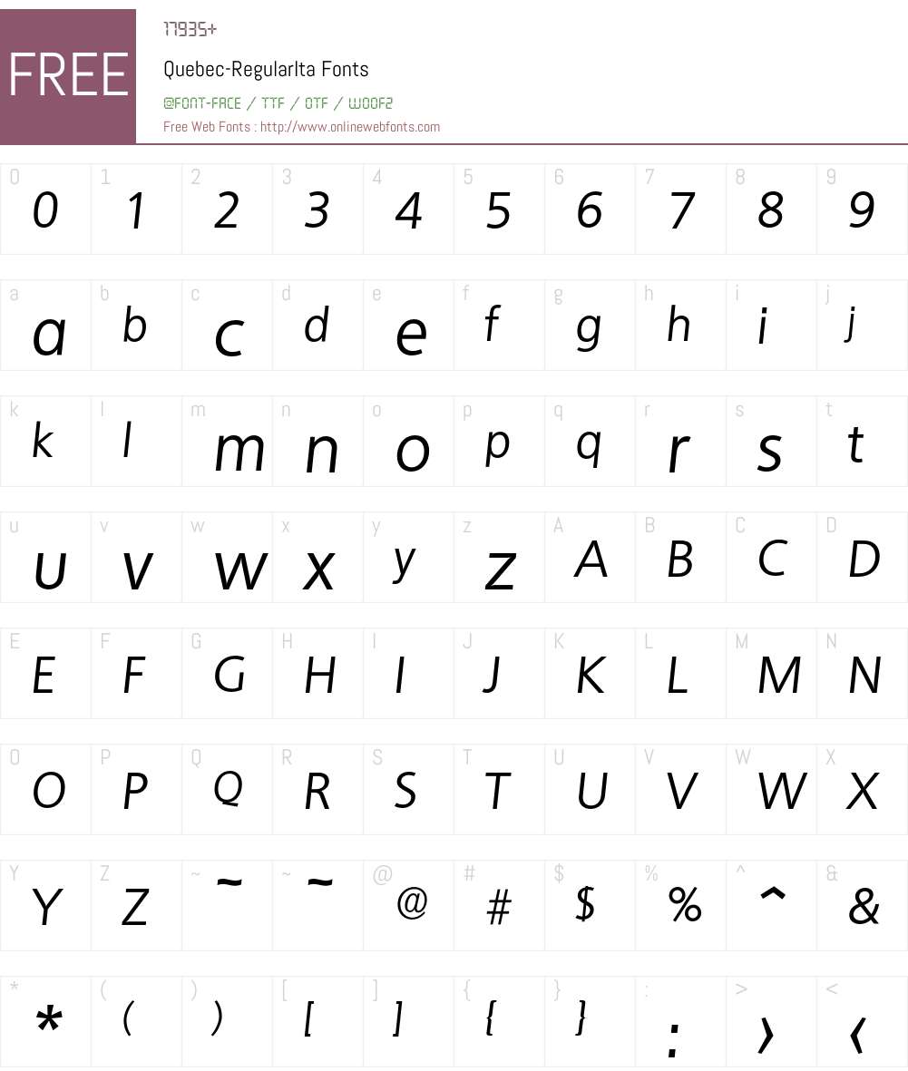 Quebec-RegularIta Font Screenshots