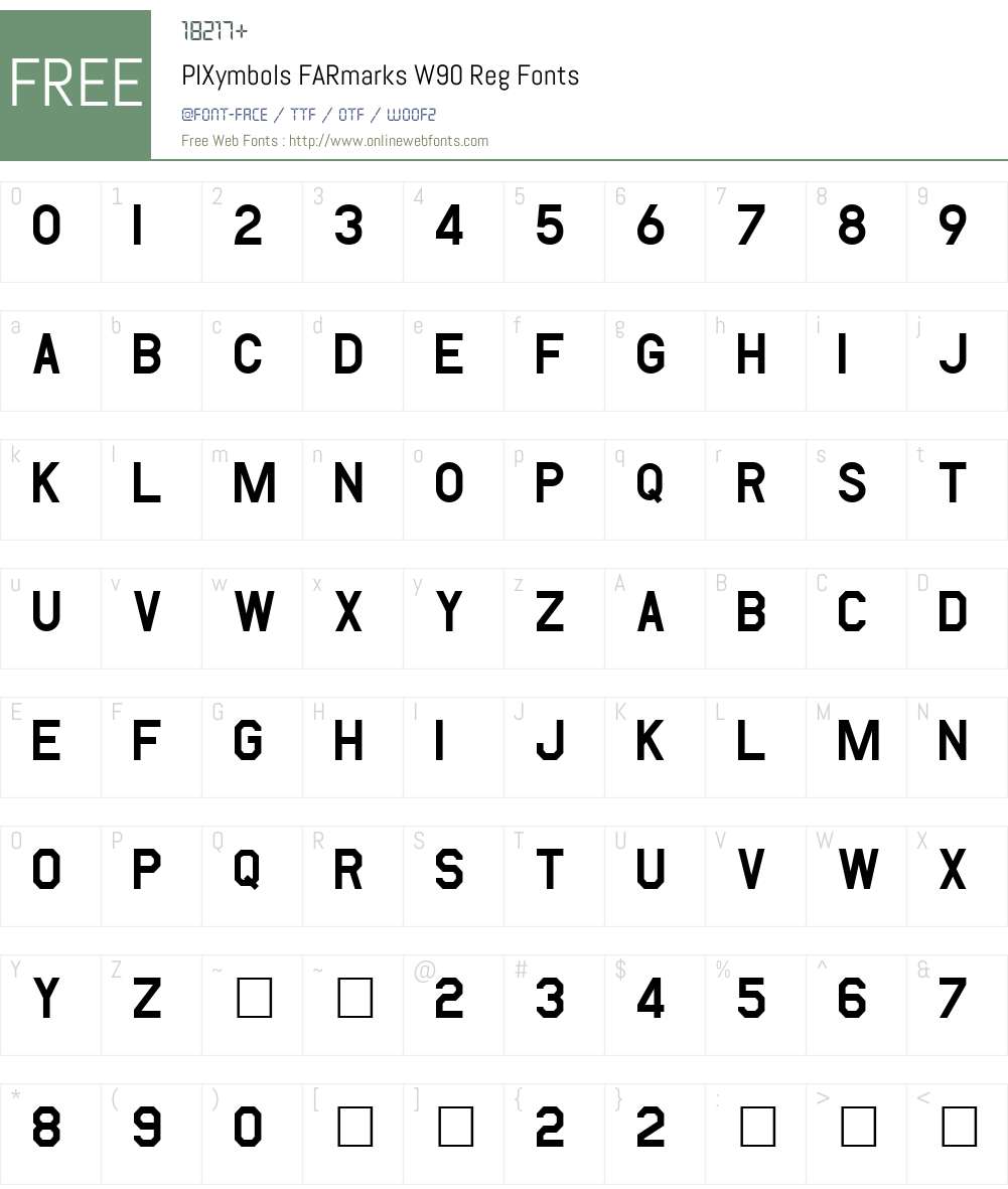 PIXymbolsFARmarksW90-Reg Font Screenshots