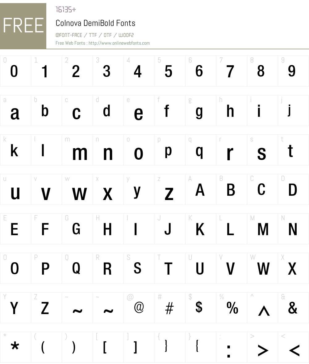 Colnova Font Screenshots