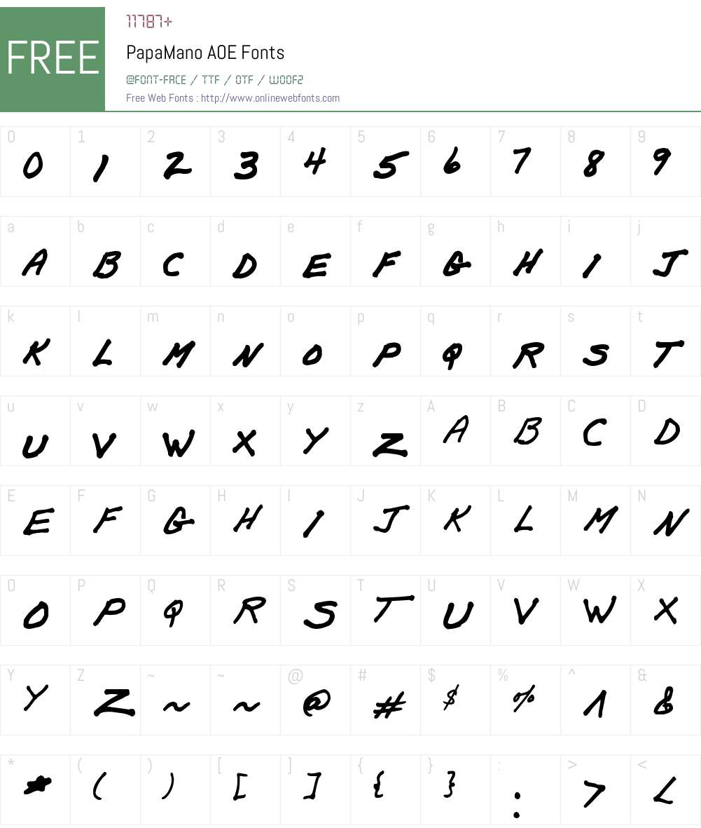 PapaMano AOE Font Screenshots
