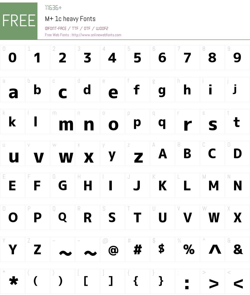 M+ 1c heavy Font Screenshots