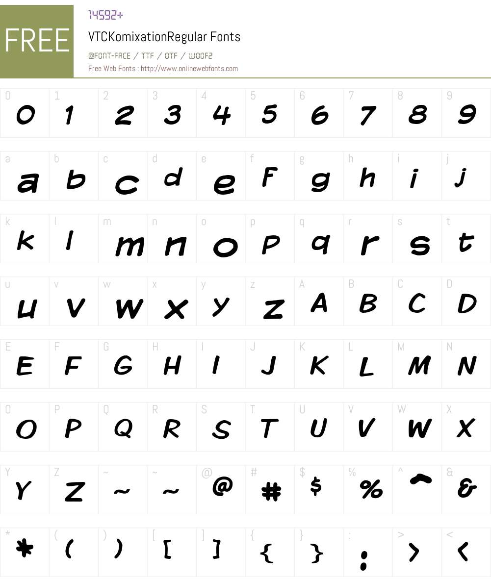 VTCKomixationRegular Font Screenshots