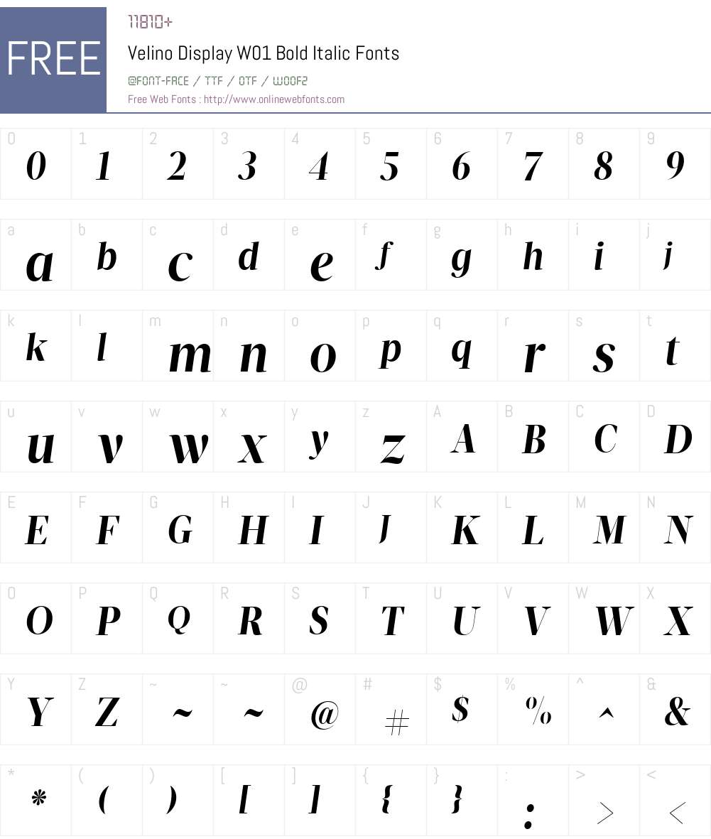 VelinoDisplayW01-BoldItalic Font Screenshots