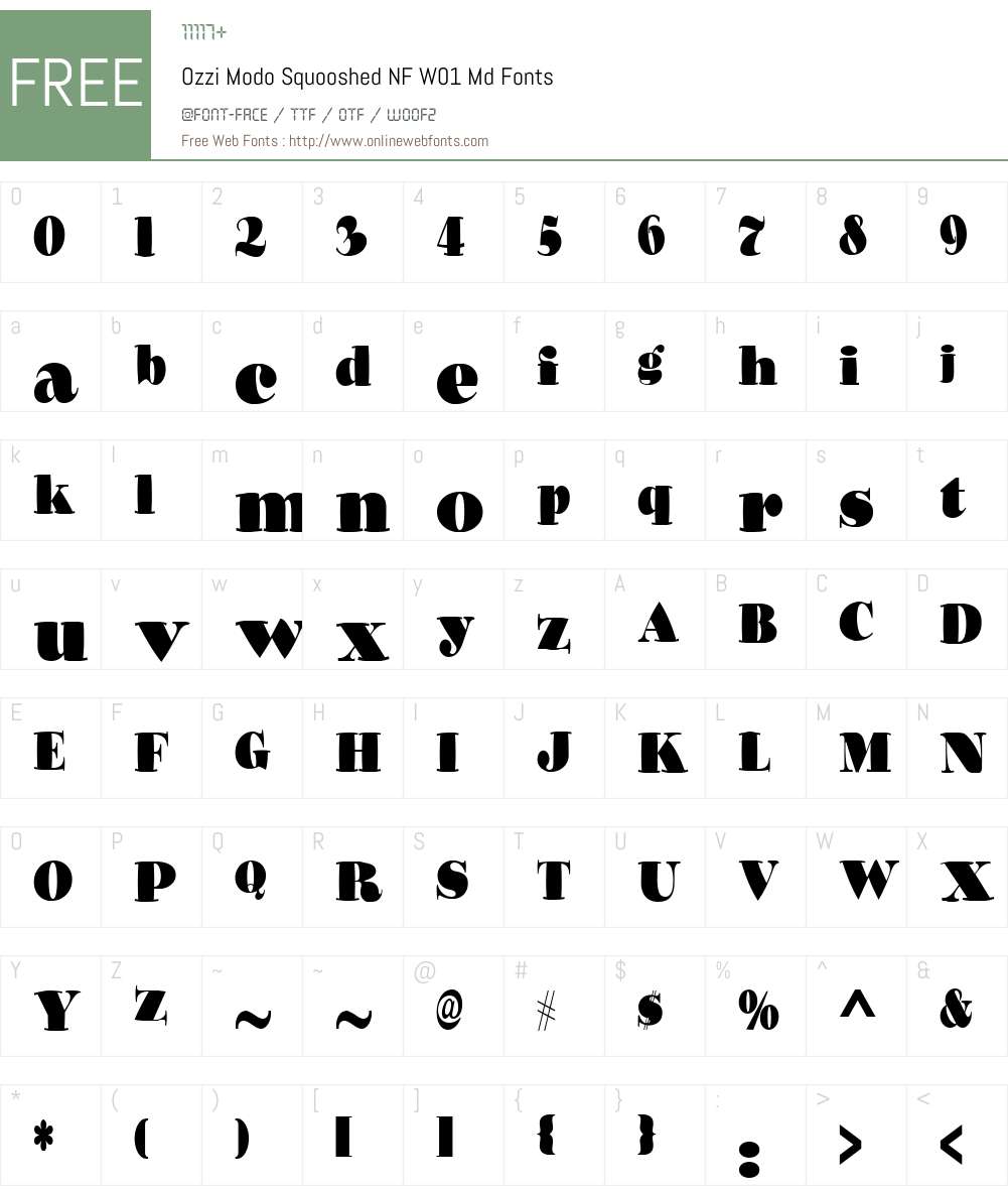 OzziModoSquooshedNFW01-Md Font Screenshots