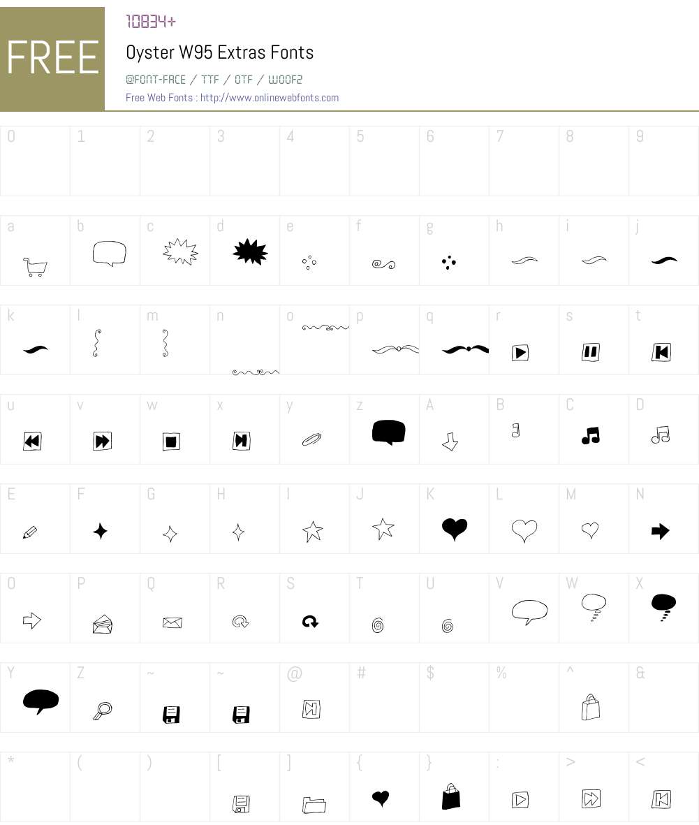 OysterW95-Extras Font Screenshots