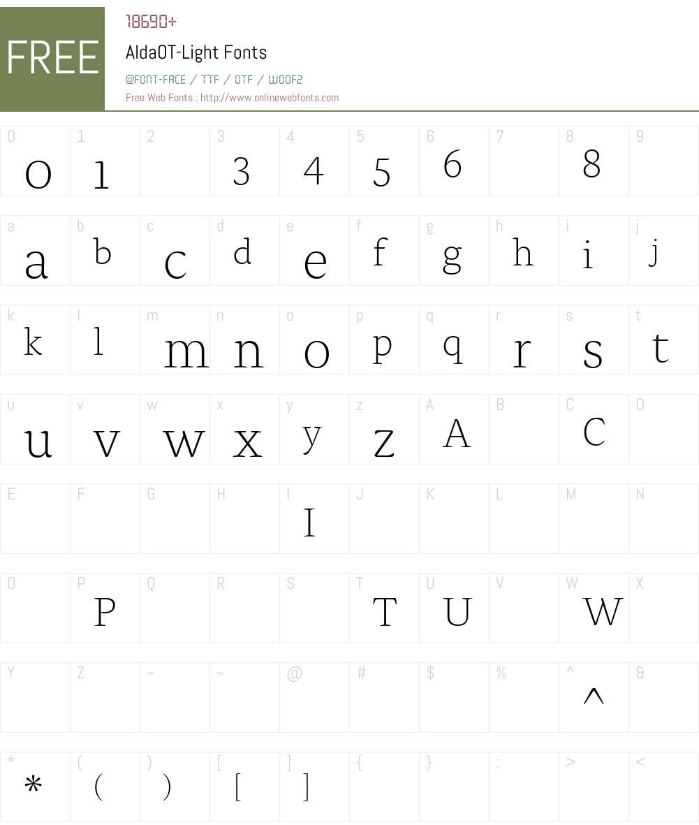 AldaOT-Light Font Screenshots