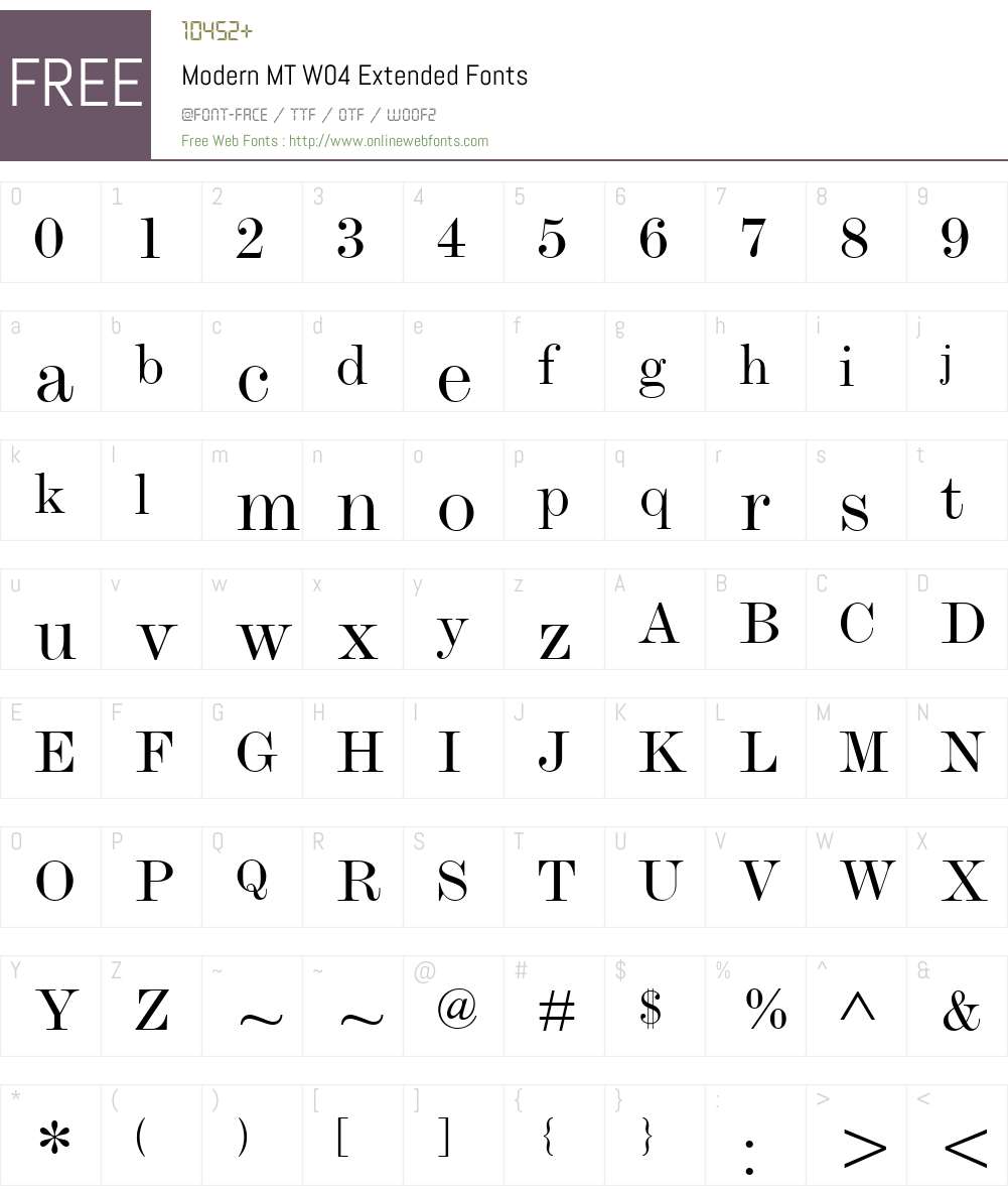 Monotype Modern Font Screenshots
