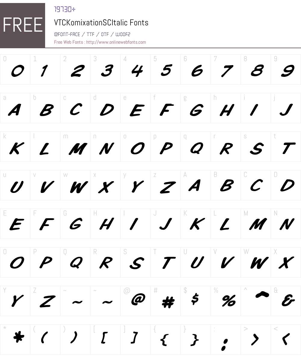 VTCKomixationSCItalic Font Screenshots