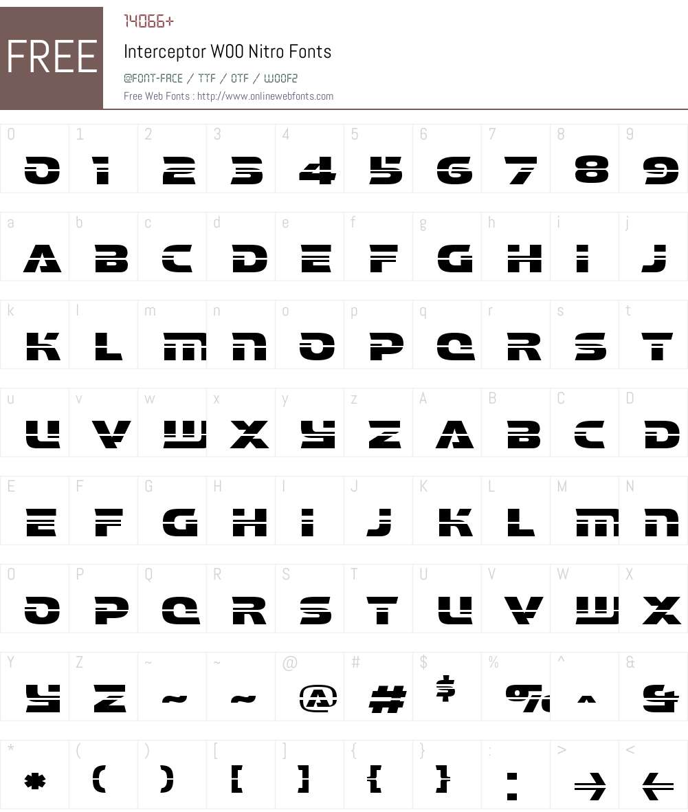InterceptorW00-Nitro Font Screenshots
