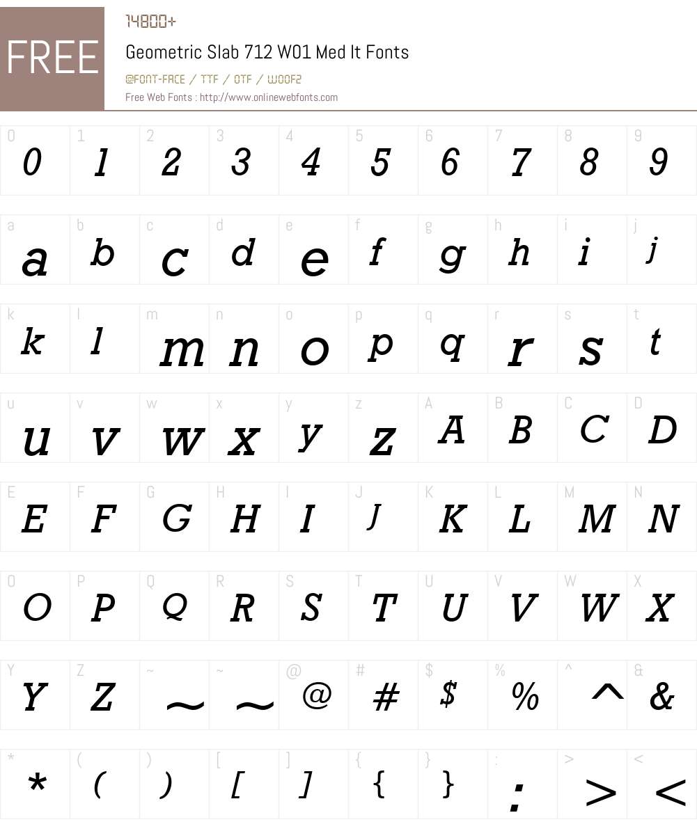 GeometricSlab712W01-MedIt Font Screenshots